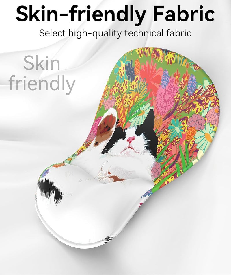 eulps Mouse Pad with Gel Wrist Rest, Ergonomic Comfortable Computer Wrist Support for Laptop, Pain Relief Mousepad with Non-Slip PU Base for Office & Home (Sleeping Cat) - Image 4